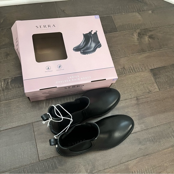 SERRA Chelsea Rain Boots Black 9 Water Resistant Pull On Short Ladies Women’s - Picture 5 of 6